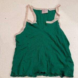 Out From Under Ribbed Lettuce Hem Tank – Green, Size M